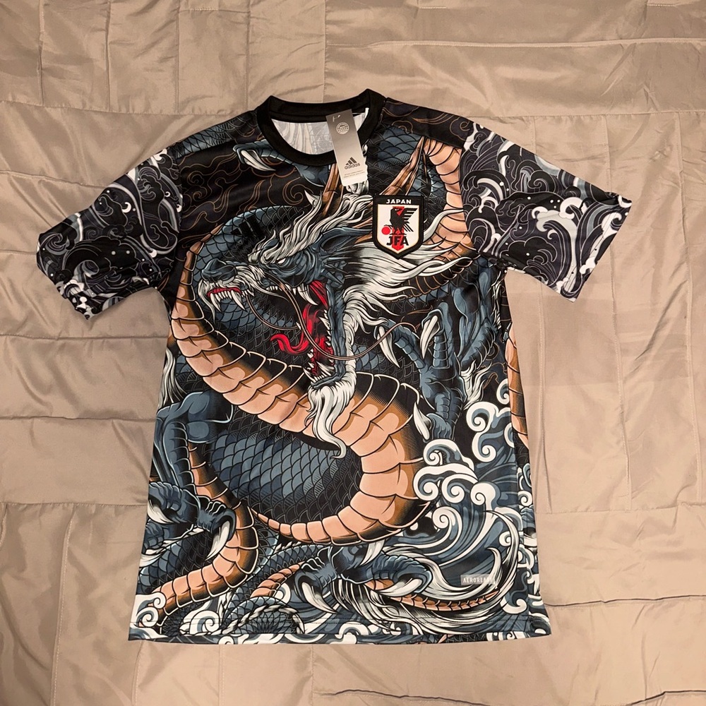 adidas Dragon Graphic Tee - Black, Gray, and Blue